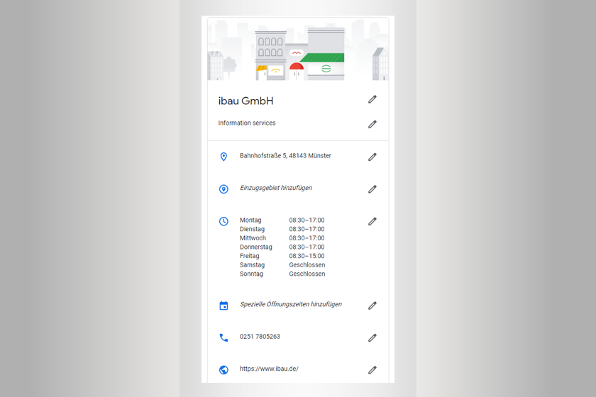 Google My Business Eintrag der ibau GmbH