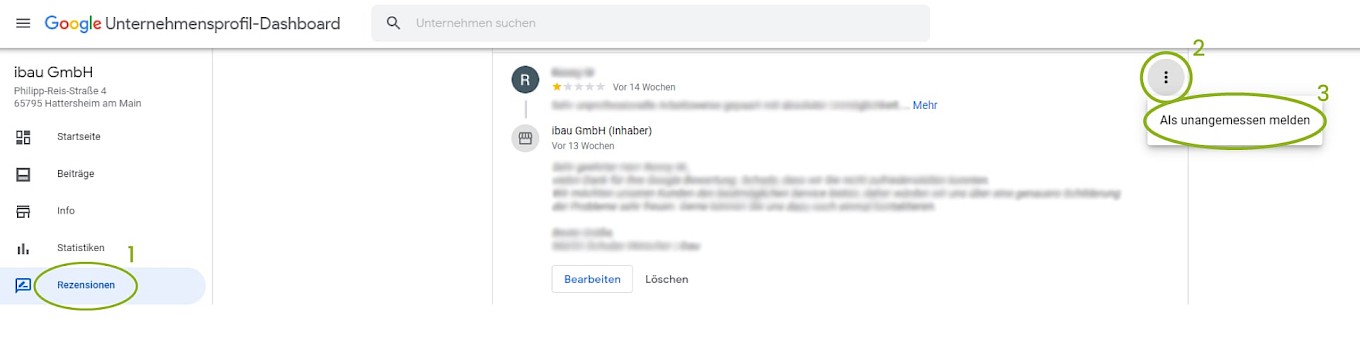 Unangebrachte Google-Bewertungen melden