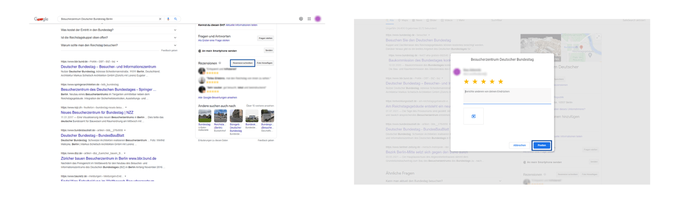 Wie Sie auf dem Desktop eine Bewertung abgeben