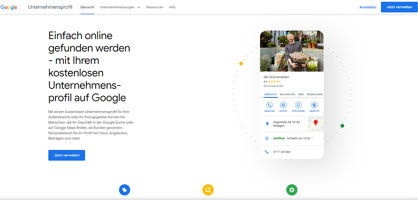 Anmeldeoberfläche für Google Business Profile