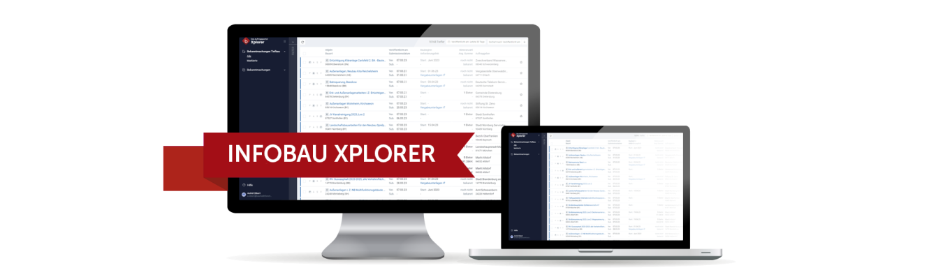 Bildschirm mit einer Ansicht vom InfoBau Xplorer