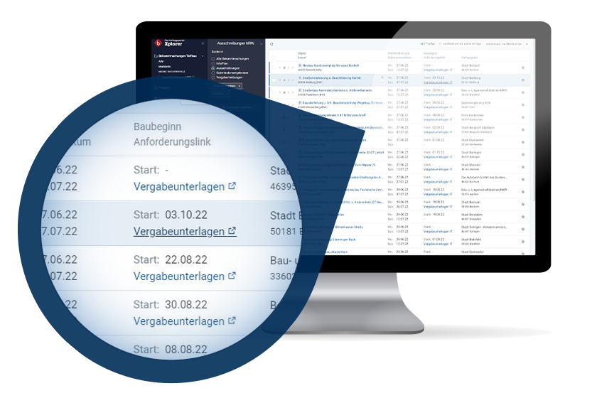 Download der Vergabeunterlagen direkt aus dem Infobau Xplorer