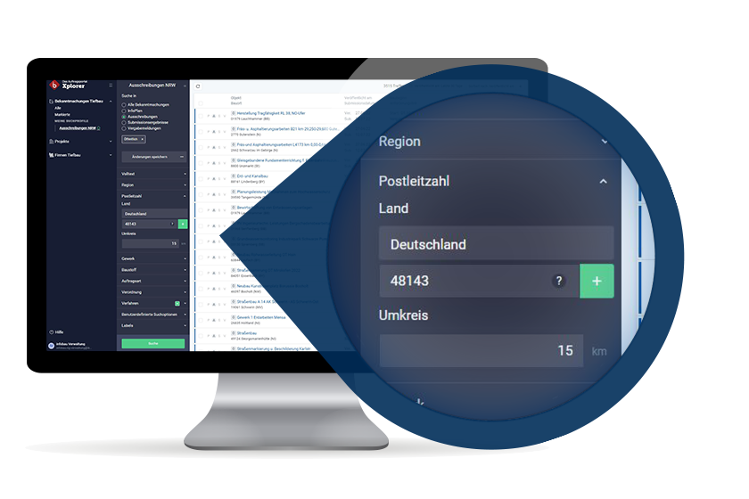 Anpassung der Filteroptionen direkt im InfoBau Xplorer