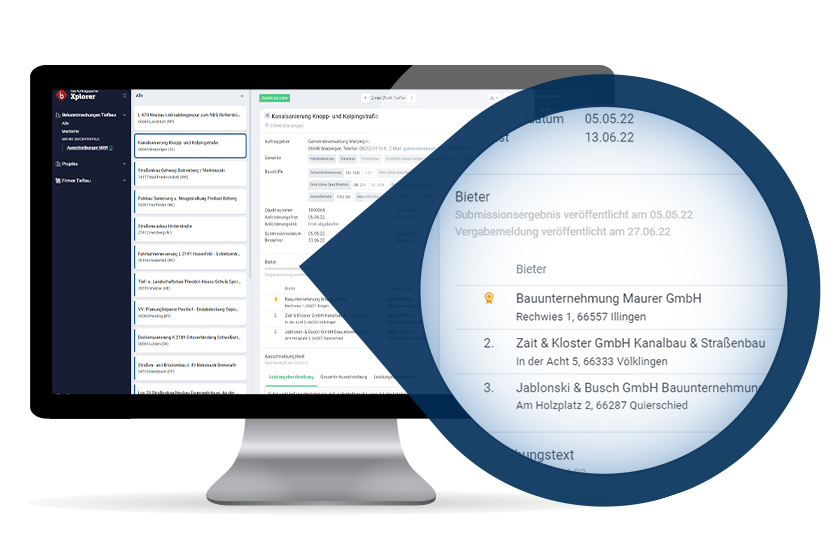 Zusammenfassung wichtiger Informationen im InfoBau Xplorer