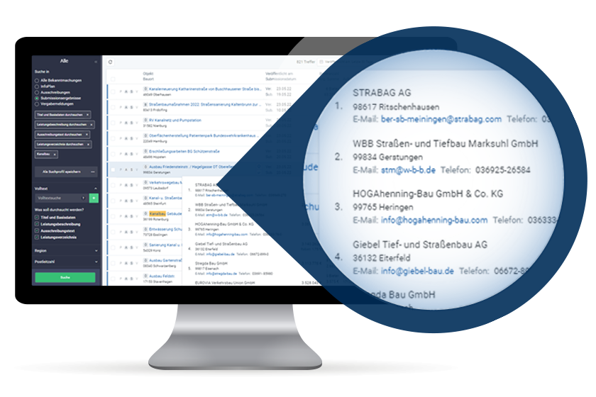 Bildschrim mit dem infoBau-Ansicht