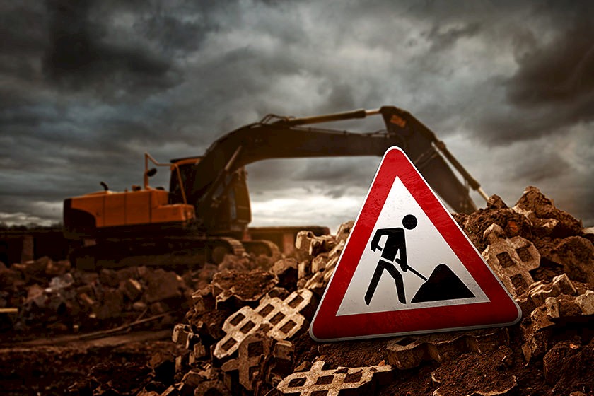 Baustelle mit viel Bauschutt - Cradle to Cradle ist nötig