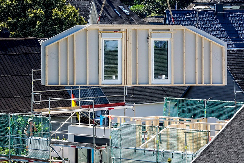 Gebäude in Holz-Hybrid-Bauweise