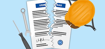 Ikonografische Darstellung von Vertragsstrafen im Baurecht