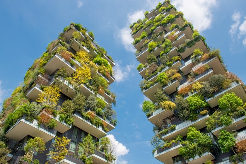 Dachbegrünung Pflicht: Zwei Hochhäuser mit intensiver Begrünung.
