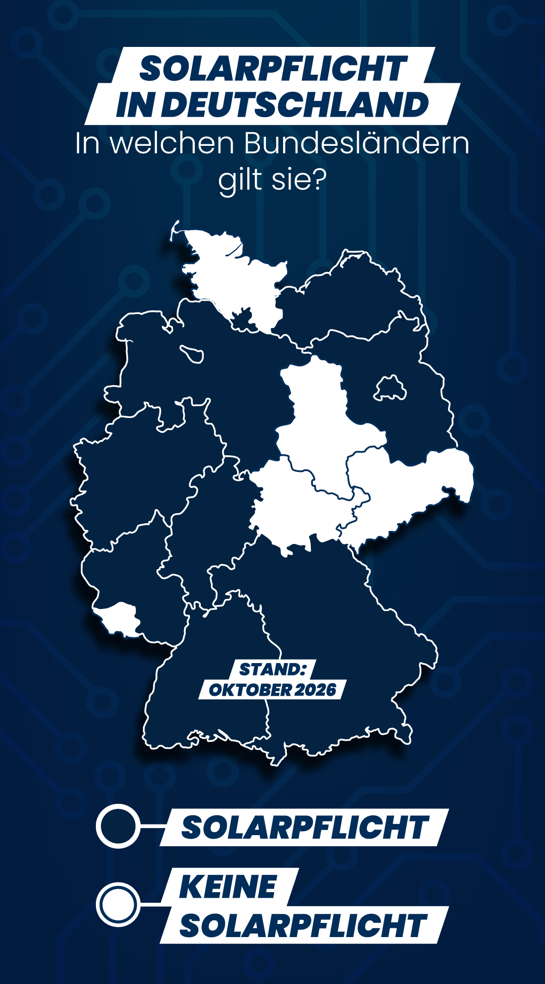 Mobile Ansicht der Bundesländer in Deutschland mit Solarpflicht