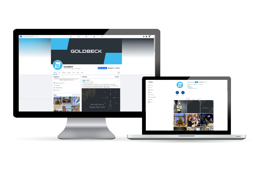 Social Media Kanäle der Goldbeck GmbH